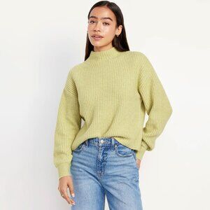 Old Navy Womens SoSoft Cropped Mock Neck Knit Sweater Lemongrass Green Small